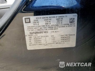 Zdjęcie 13 z 13 samochodu: 2013 CHEVROLET EQUINOX LT VIN:2GNFLEEK3D6214803 - miniatura