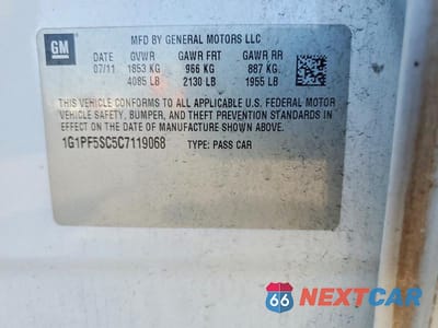 Zdjęcie 12 z 12 samochodu: 2012 CHEVROLET CRUZE LT VIN:1G1PF5SC5C7119068 - miniatura