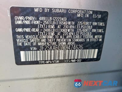 Zdjęcie 14 z 14 samochodu: 2019 SUBARU FORESTER PREMIUM VIN:JF2SKAEC7KH474626 - miniatura