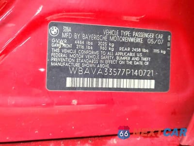 Zdjęcie 12 z 12 samochodu: 2007 BMW 328 I VIN:WBAVA33577P140721 - miniatura