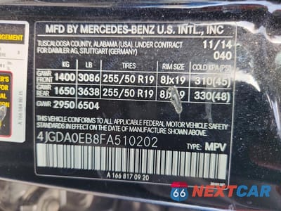 Zdjęcie 14 z 14 samochodu: 2015 MERCEDES-BENZ ML 250 BLUETEC VIN:4JGDA0EB8FA510202 - miniatura