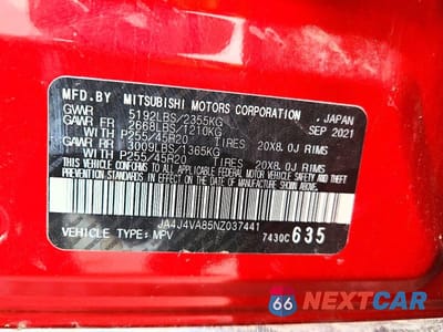 Zdjęcie 14 z 14 samochodu: 2022 MITSUBISHI OUTLANDER SEL VIN:JA4J4VA85NZ037441 - miniatura