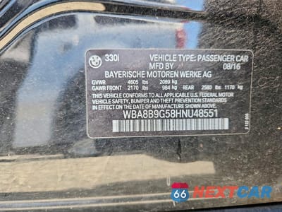 Zdjęcie 12 z 12 samochodu: 2017 BMW 330 I VIN:WBA8B9G58HNU48551 - miniatura