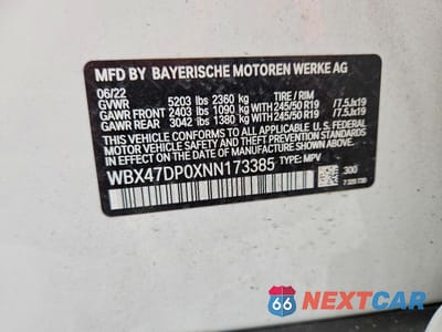 Zdjęcie 14 z 14 samochodu: 2022 BMW X3 SDRIVE30I VIN:WBX47DP0XNN173385 - miniatura