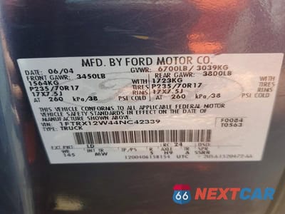 Zdjęcie 12 z 12 samochodu: 2004 FORD F150 VIN:1FTRX12W44NC42339 - miniatura