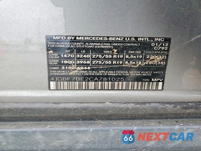 Zdjęcie 13 z 13 samochodu: 2012 MERCEDES-BENZ GL 450 4MATIC VIN:4JGBF7BE2CA781025 - miniatura
