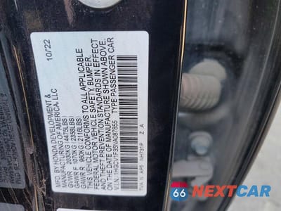 Zdjęcie 12 z 12 samochodu: 2022 HONDA ACCORD SPORT VIN:1HGCV1F35NA087855 - miniatura