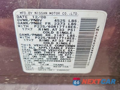 Zdjęcie 14 z 14 samochodu: 2009 NISSAN ROGUE S/SL VIN:JN8AS58VX9W444108 - miniatura