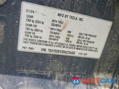 Zdjęcie 13 z 13 samochodu: 2024 TESLA MODEL Y VIN:7SAYGDEE0RA226466 - miniatura