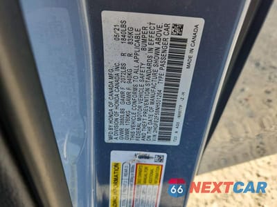 Zdjęcie 12 z 12 samochodu: 2022 HONDA CIVIC SPORT VIN:2HGFE2F58NH501264 - miniatura