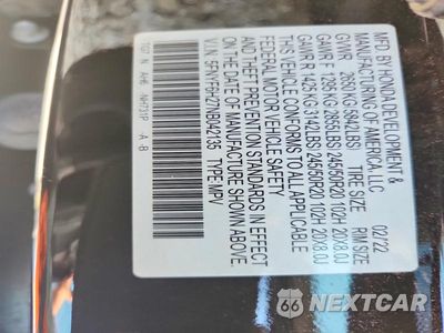 Zdjęcie 13 z 13 samochodu: 2022 HONDA PILOT SE VIN:5FNYF6H27NB042135 - miniatura