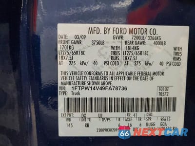 Zdjęcie 12 z 12 samochodu: 2009 FORD F150 SUPERCREW VIN:1FTPW14V49FA78736 - miniatura