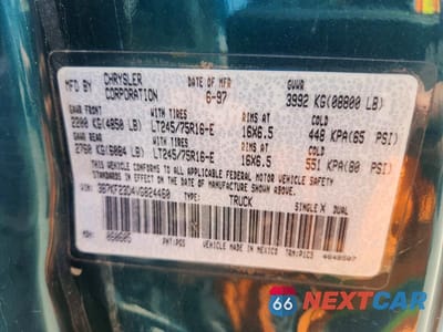 Zdjęcie 12 z 12 samochodu: 1997 DODGE 2500 RAM VIN:3B7KF23D4VG824460 - miniatura
