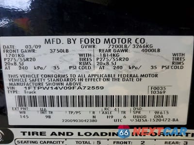 Zdjęcie 12 z 12 samochodu: 2009 FORD F150 SUPERCREW VIN:1FTPW14V09FA72559 - miniatura