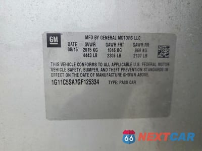 Zdjęcie 12 z 12 samochodu: 2016 CHEVROLET MALIBU LIMITED LT VIN:1G11C5SA7GF125334 - miniatura