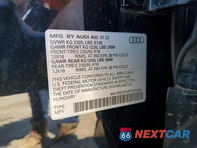 Zdjęcie 13 z 13 samochodu: 2023 AUDI Q3 PREMIUM PLUS S LINE 45 VIN:WA1EECF34P1015366 - miniatura