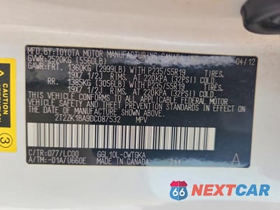 Zdjęcie 12 z 12 samochodu: 2013 LEXUS RX VIN:2T2ZK1BA9DC087532 - miniatura
