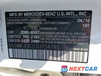 Zdjęcie 12 z 12 samochodu: 2016 MERCEDES-BENZ C 300 VIN:55SWF4JB2GU154185 - miniatura