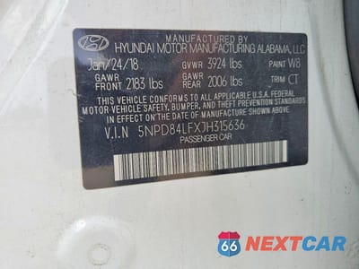 Zdjęcie 12 z 12 samochodu: 2018 HYUNDAI ELANTRA VALUE EDITION VIN:5NPD84LFXJH315636 - miniatura