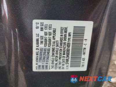 Zdjęcie 13 z 13 samochodu: 2013 HONDA ODYSSEY EXL VIN:5FNRL5H68DB014059 - miniatura