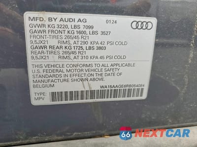 Zdjęcie 14 z 14 samochodu: 2024 AUDI Q8 E-TRON PREMIUM PLUS VIN:WA15AAGE6RB054084 - miniatura