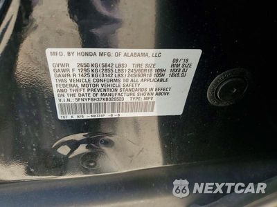 Zdjęcie 13 z 13 samochodu: 2019 HONDA PILOT EX VIN:5FNYF6H37KB026523 - miniatura