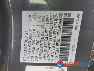 Zdjęcie 13 z 13 samochodu: 2026 HONDA CIVIC SPORT VIN:2HGFE2F56TH560195 - miniatura