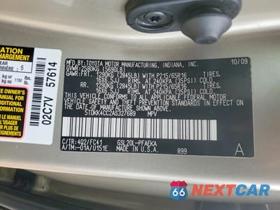 Zdjęcie 14 z 14 samochodu: 2010 TOYOTA SIENNA LE 7-PASSENGER VIN:5TDKK4CC2AS327689 - miniatura