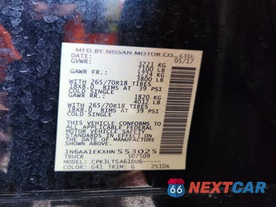Zdjęcie 12 z 12 samochodu: 2017 NISSAN TITAN S VIN:1N6AA1EKXHN553025 - miniatura
