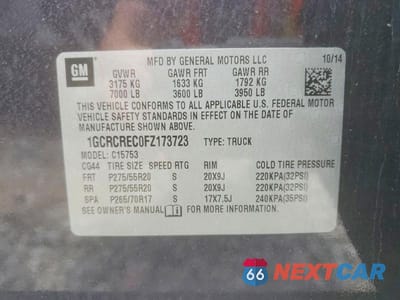 Zdjęcie 12 z 12 samochodu: 2015 CHEVROLET SILVERADO C1500 LT VIN:1GCRCREC0FZ173723 - miniatura