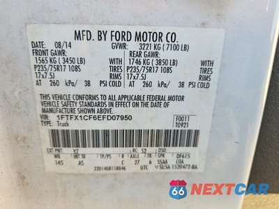 Zdjęcie 12 z 12 samochodu: 2014 FORD F150 SUPER CAB VIN:1FTFX1CF6EFD07950 - miniatura
