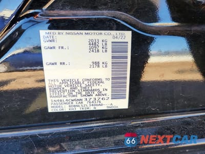 Zdjęcie 12 z 12 samochodu: 2022 NISSAN ALTIMA SR VIN:1N4BL4CW6NN373762 - miniatura