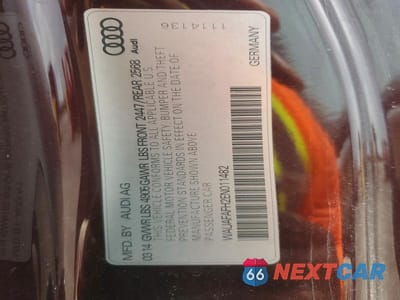Zdjęcie 12 z 12 samochodu: 2014 AUDI A5 PREMIUM VIN:WAUAFAFH2EN011482 - miniatura