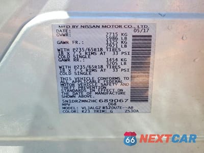 Zdjęcie 14 z 14 samochodu: 2017 NISSAN PATHFINDER SL VIN:5N1DR2MN2HC689067 - miniatura