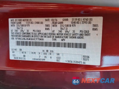 Zdjęcie 13 z 13 samochodu: 2016 FORD ESCAPE TITANIUM VIN:1FMCU9JX4GUC77900 - miniatura