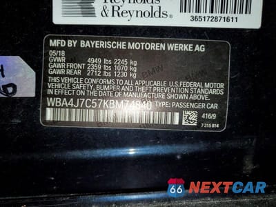 Zdjęcie 12 z 12 samochodu: 2019 BMW 440XI GRAN COUPE VIN:WBA4J7C57KBM74840 - miniatura