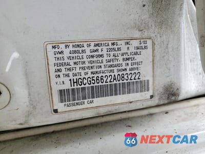 Zdjęcie 12 z 12 samochodu: 2002 HONDA ACCORD EX VIN:1HGCG56622A083222 - miniatura