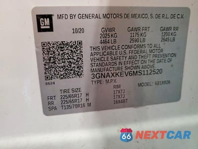 Zdjęcie 13 z 13 samochodu: 2021 CHEVROLET EQUINOX LT VIN:3GNAXKEV6MS112520 - miniatura