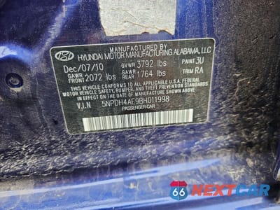 Zdjęcie 12 z 12 samochodu: 2011 HYUNDAI ELANTRA GLS VIN:5NPDH4AE9BH011998 - miniatura