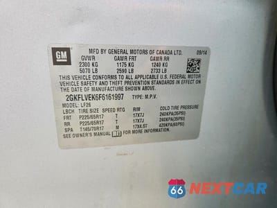 Zdjęcie 13 z 13 samochodu: 2015 GMC TERRAIN SLE VIN:2GKFLVEK6F6161997 - miniatura