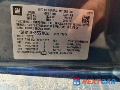 Zdjęcie 12 z 12 samochodu: 2014 GMC SIERRA C1500 SLE VIN:1GTR1UEH8EZ279355 - miniatura