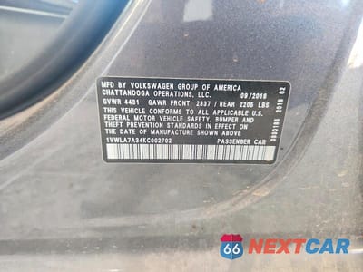 Zdjęcie 12 z 12 samochodu: 2019 VOLKSWAGEN PASSAT WOLFSBURG VIN:1VWLA7A34KC002702 - miniatura