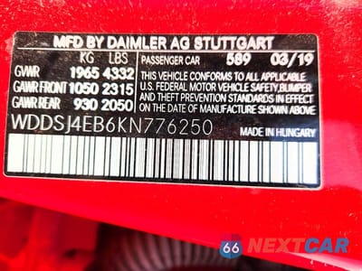 Zdjęcie 12 z 12 samochodu: 2019 MERCEDES-BENZ CLA 250 VIN:WDDSJ4EB6KN776250 - miniatura