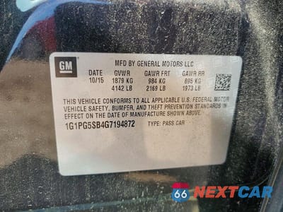 Zdjęcie 12 z 12 samochodu: 2016 CHEVROLET CRUZ VIN:1G1PG5SB4G7194872 - miniatura