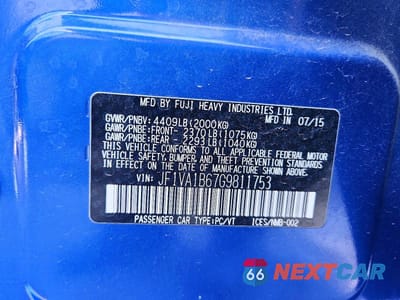 Zdjęcie 13 z 13 samochodu: 2016 SUBARU WRX VIN:JF1VA1B67G9811753 - miniatura