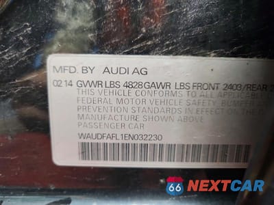 Zdjęcie 12 z 12 samochodu: 2014 AUDI A4 PREMIUM VIN:WAUDFAFL1EN032230 - miniatura