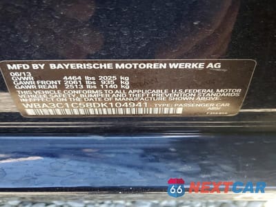 Zdjęcie 12 z 12 samochodu: 2013 BMW 328 I SULEV VIN:WBA3C1C58DK104941 - miniatura