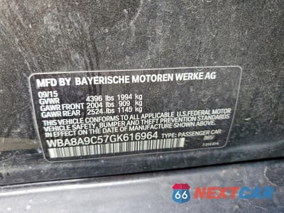 Zdjęcie 12 z 12 samochodu: 2016 BMW 320 I VIN:WBA8A9C57GK616964 - miniatura