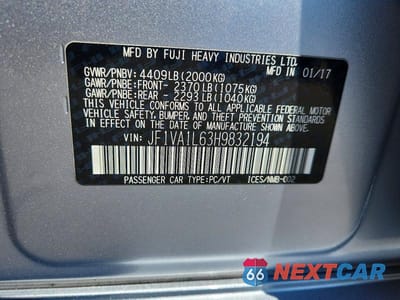 Zdjęcie 12 z 12 samochodu: 2017 SUBARU WRX LIMITED VIN:JF1VA1L63H9832194 - miniatura