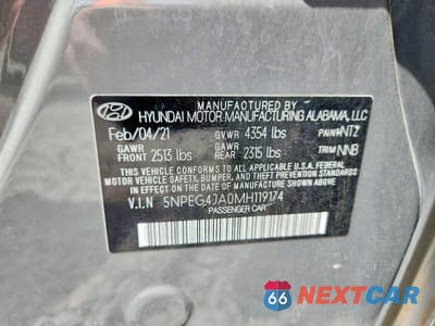 Zdjęcie 12 z 12 samochodu: 2021 HYUNDAI SONATA SE VIN:5NPEG4JA0MH119174 - miniatura